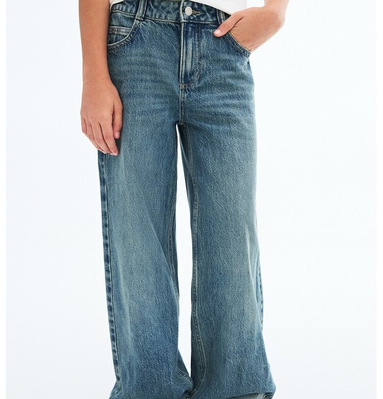 Широки дънки деграде - Петролно синьо - Mango