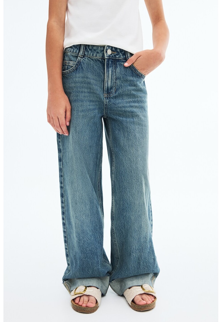 Широки дънки деграде - Петролно синьо - Mango