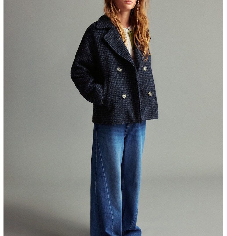 Широки дънки с връзка на талията Mango