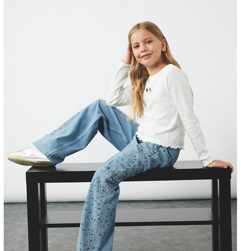 Широки дънки с декоративни камъни KOTON