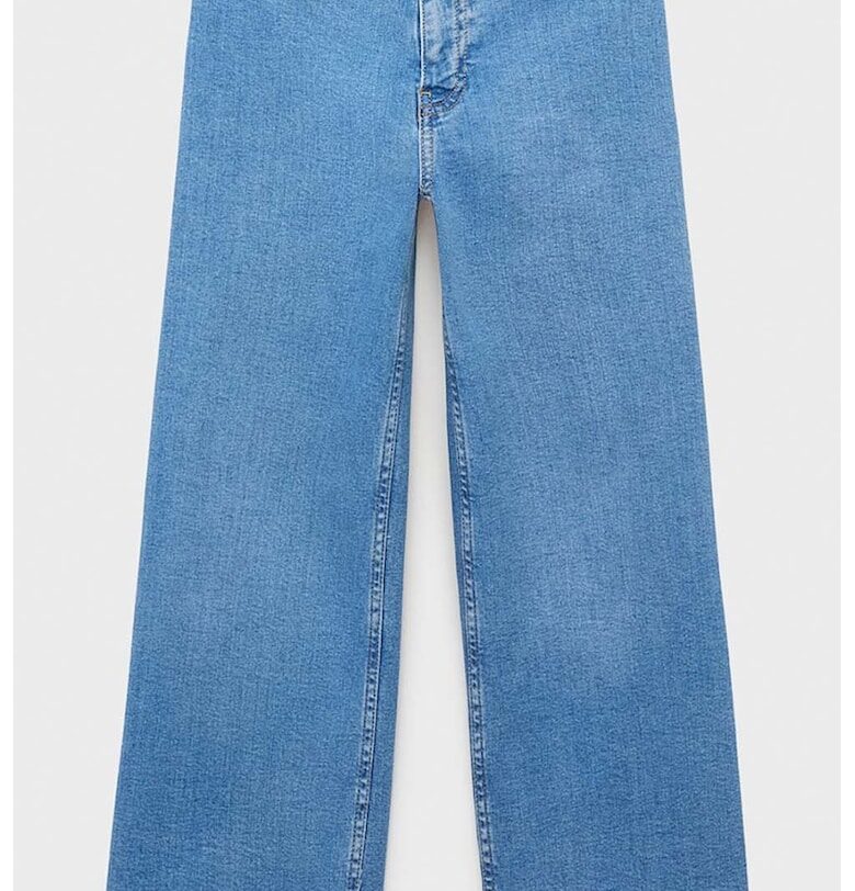 Широки дънки с разкроен крачол Mango