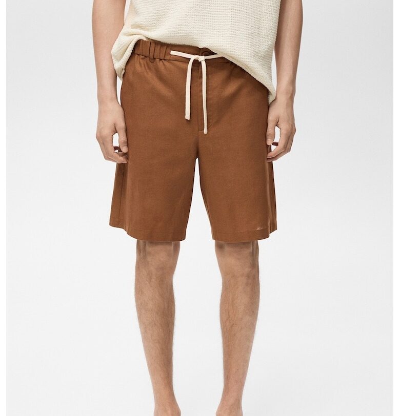 Шорти с лен с джобове Mango