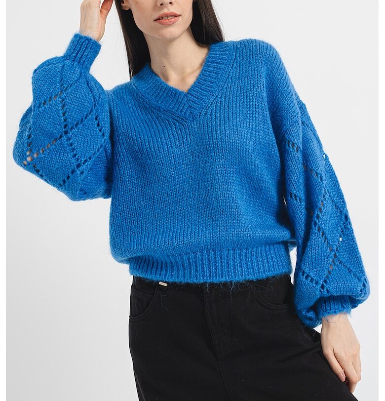 Шпиж пуловер с мохер с паднали ръкави United Colors of Benetton