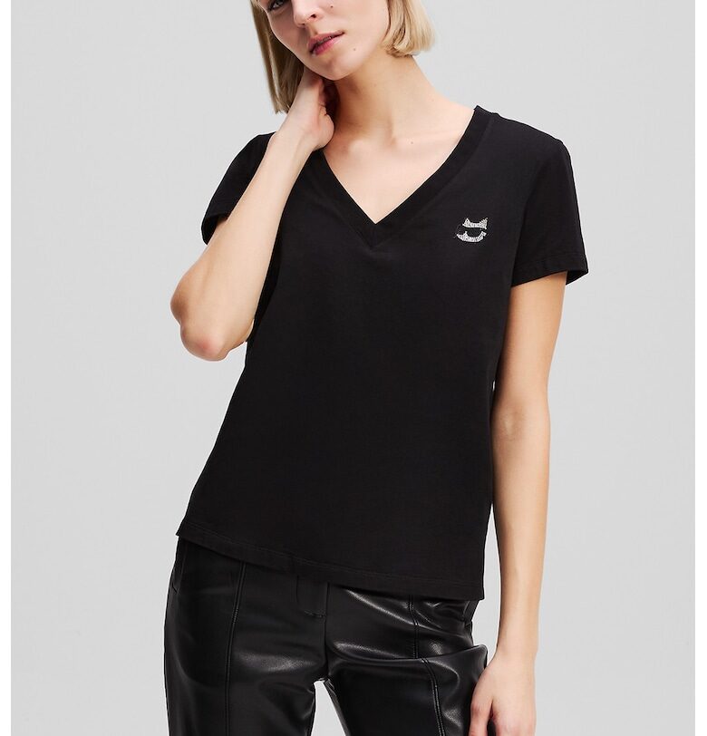 Шпиц тениска от органичен памук Karl Lagerfeld