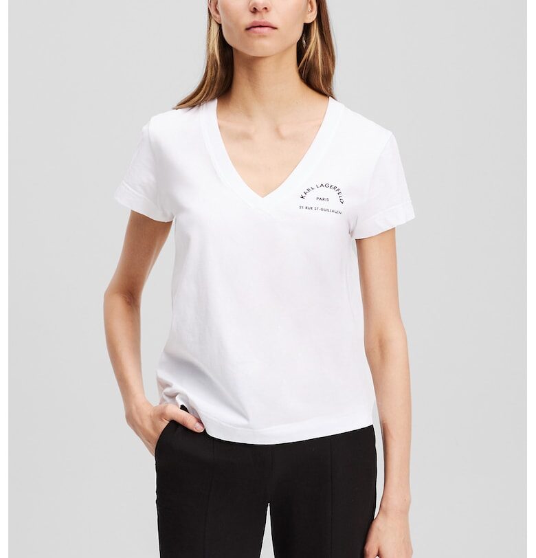 Шпиц тениска от органичен памук с лого Karl Lagerfeld