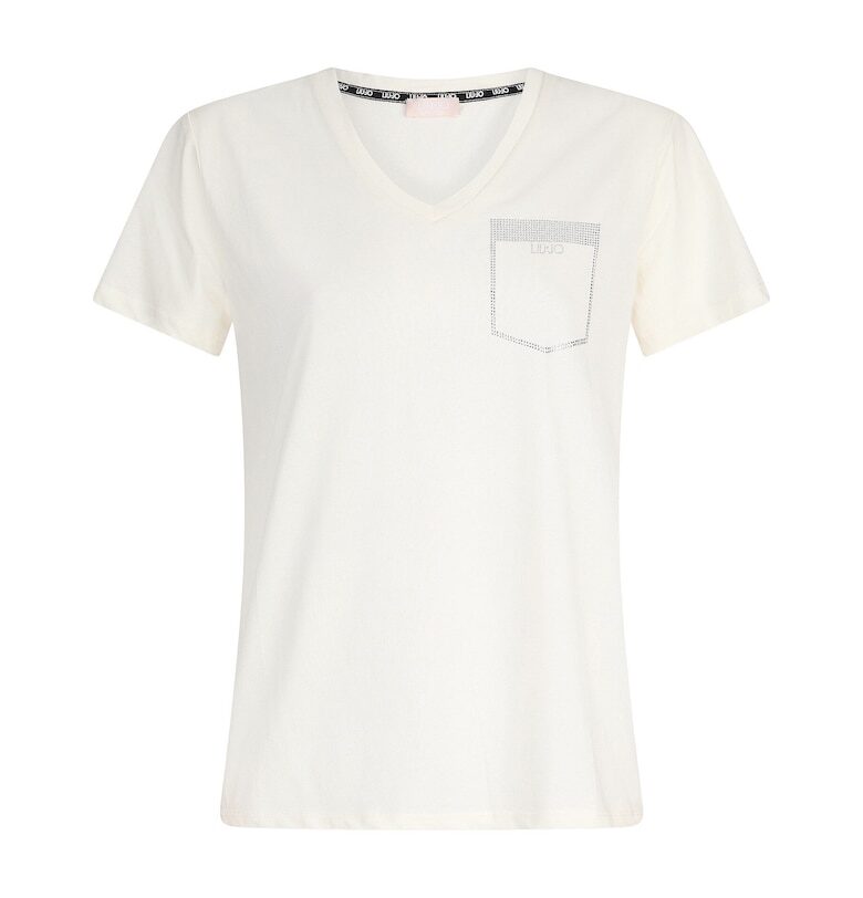 Шпиц тениска с джоб с декоративни камъни Liu Jo