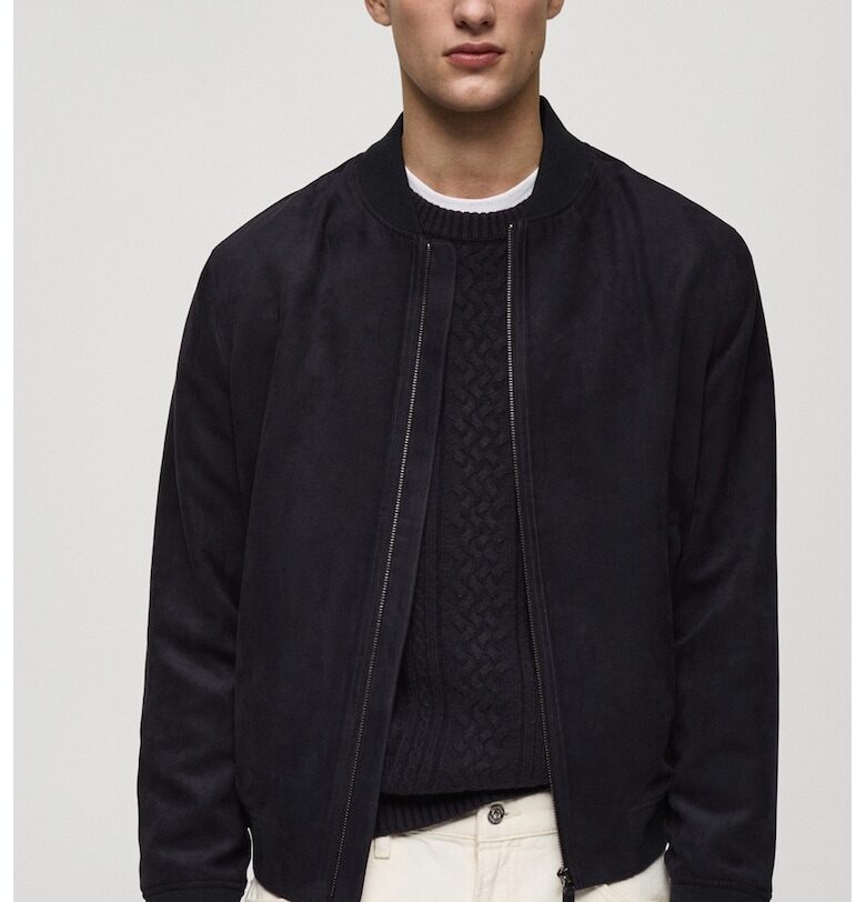 Яке бомбър от еко велур Mango