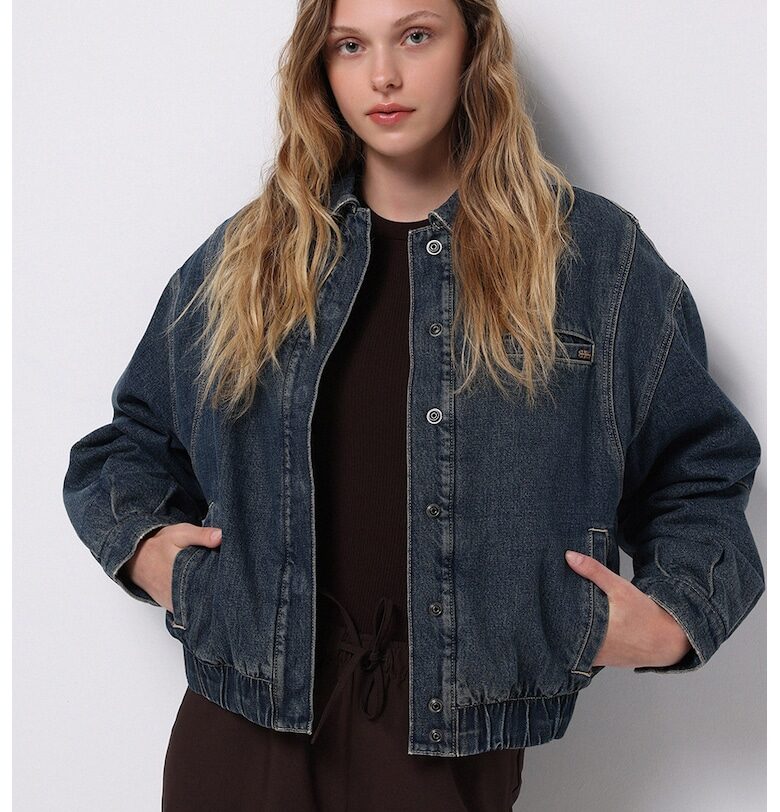 Яке от деним с еластична талия и капси COLINS