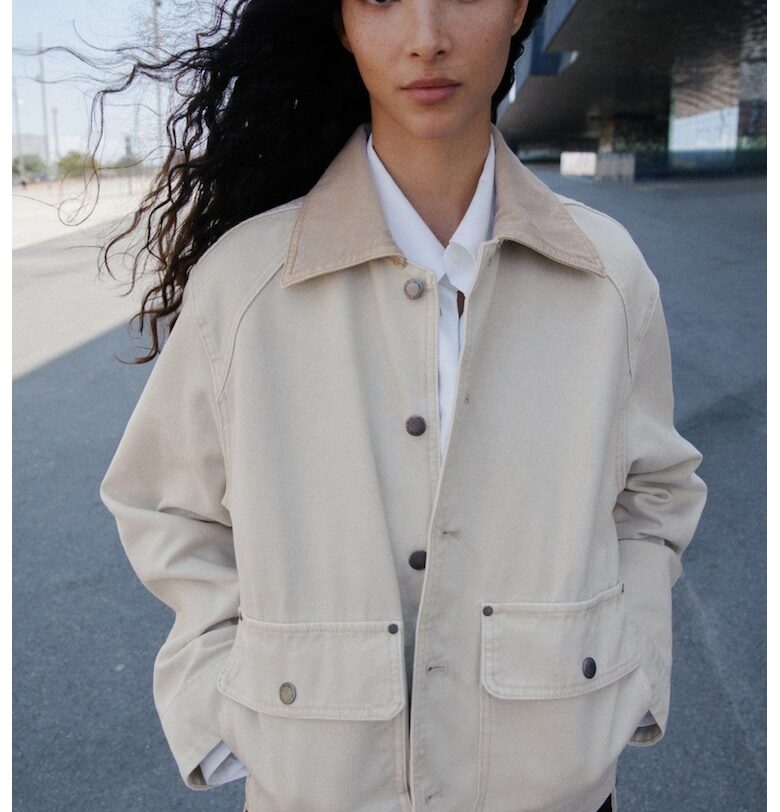 Яке от деним с контрастна яка Mango