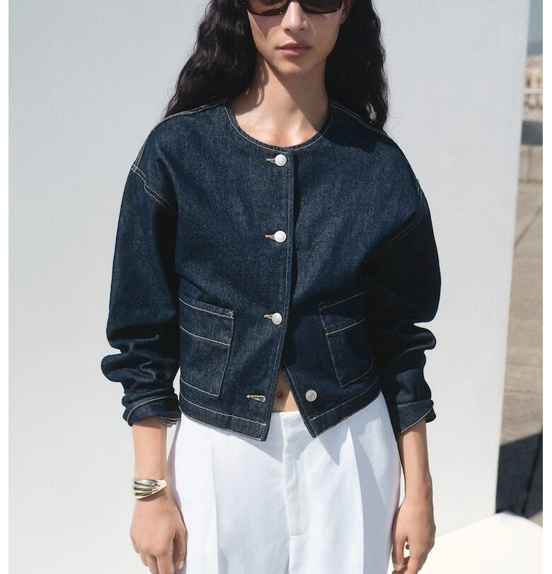 Яке от деним с паднали ръкави Mango