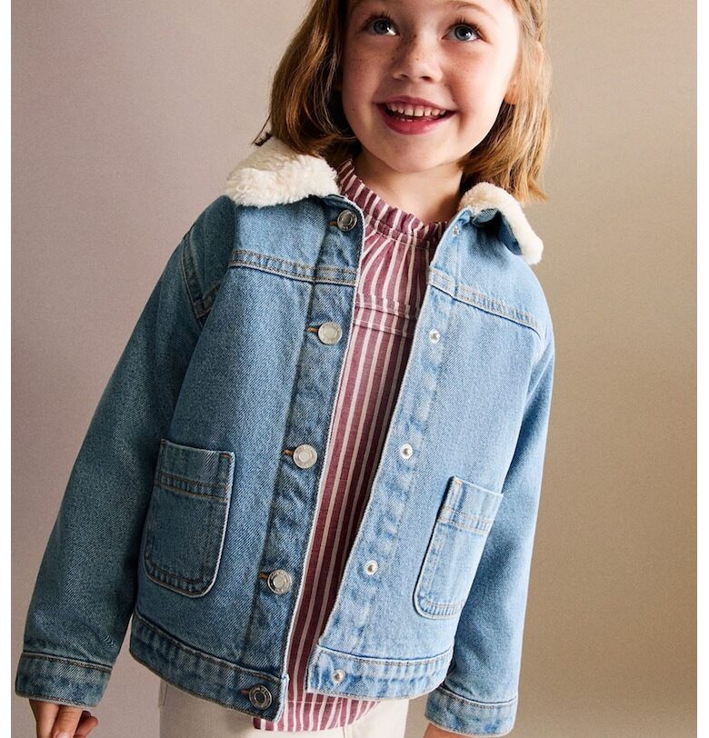 Яке от деним с яка от еко пух Mango