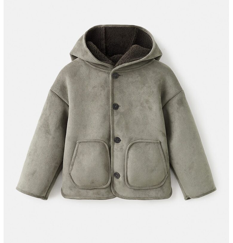 Яке от еко велур с пришити джобове Mango