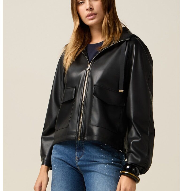 Яке от еко кожа с качулка Oltre