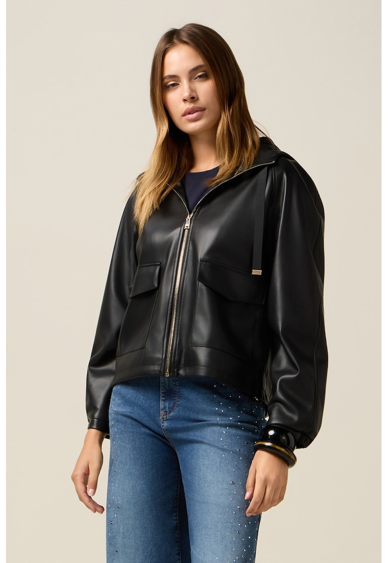 Яке от еко кожа с качулка Oltre