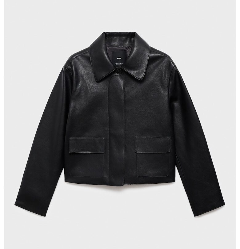 Яке от еко кожа с остра яка Mango