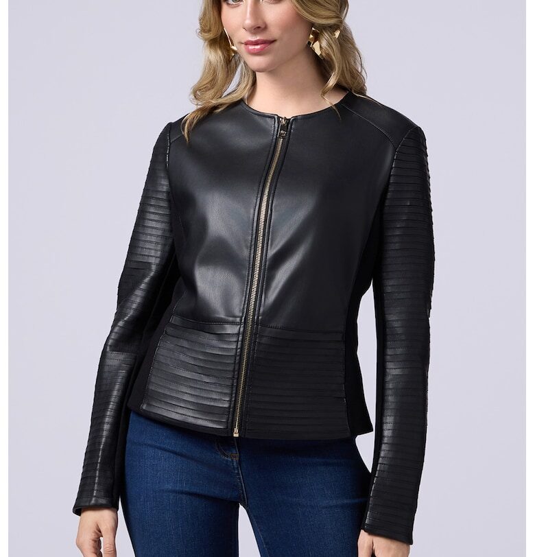 Яке от еко кожа с райе Oltre