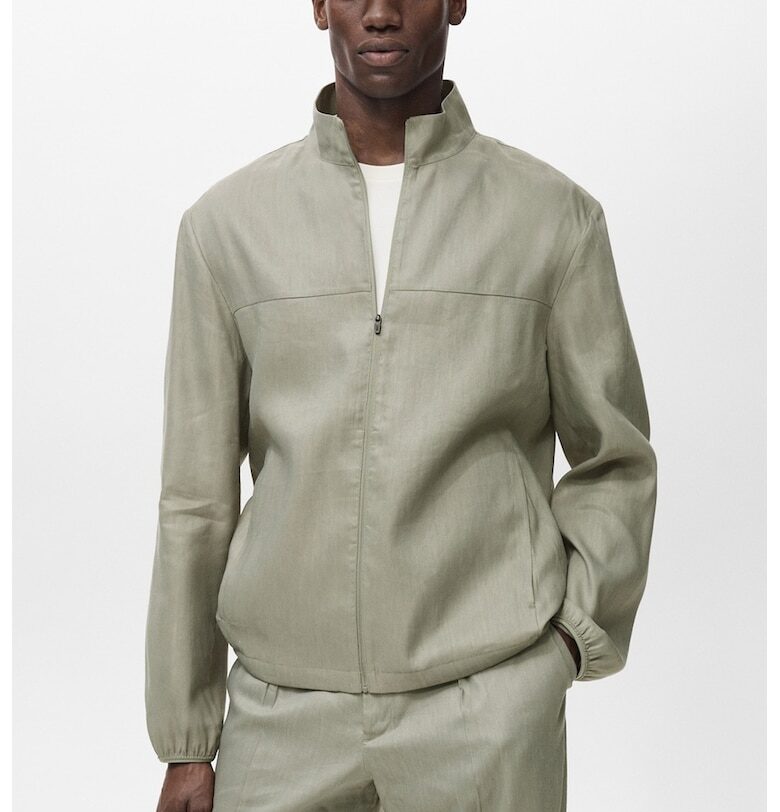 Яке с лен и цип Mango