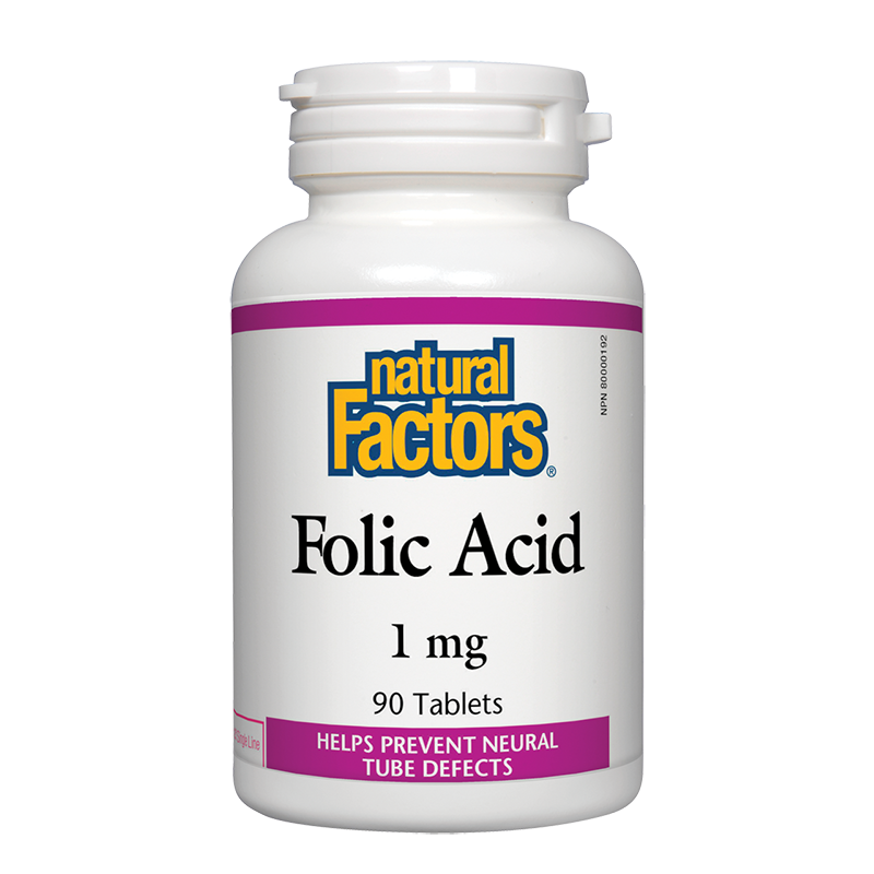 Folic Acid/ Фолиева киселина 1 mg х 90 таблетки Natural Factors