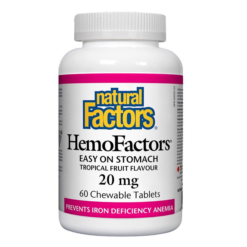 HemoFactors® / Желязо 20 mg х 60 дъвчащи таблетки Natural Factors