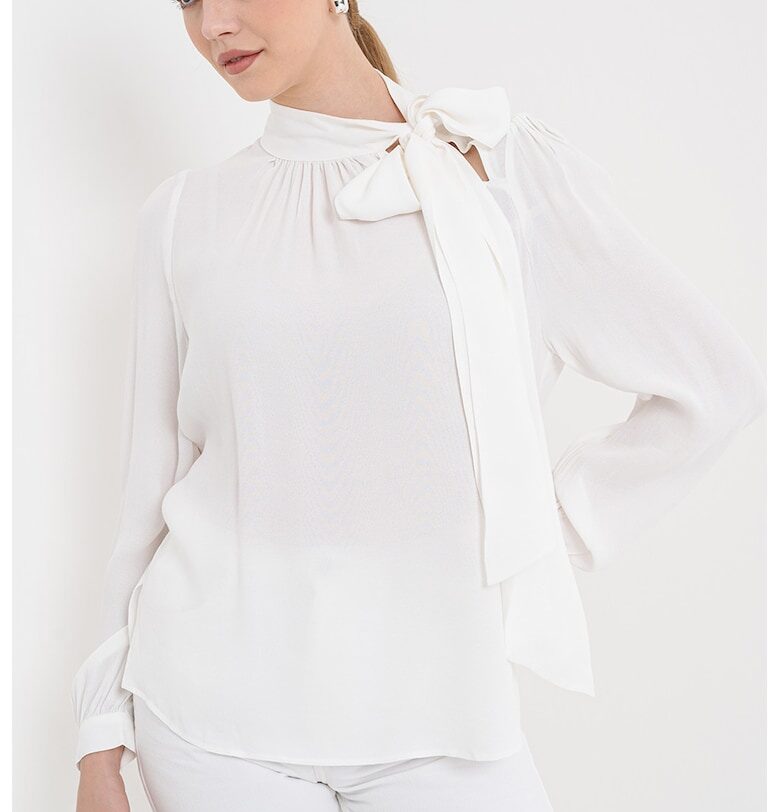 Блуза Cerela с яка тип шалче HUGO