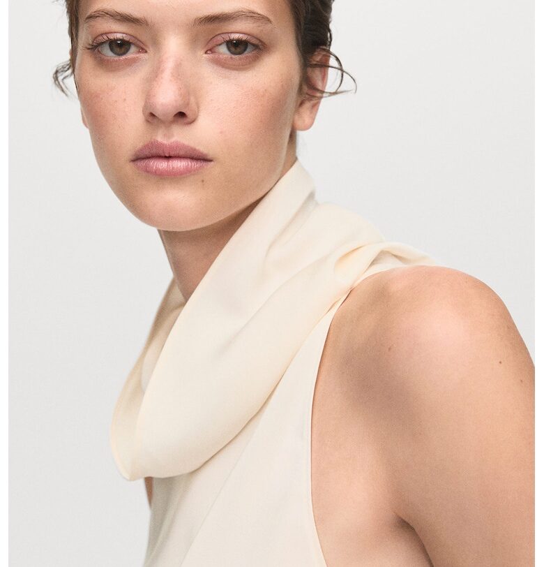 Блуза без ръкави със драпирана яка Mango