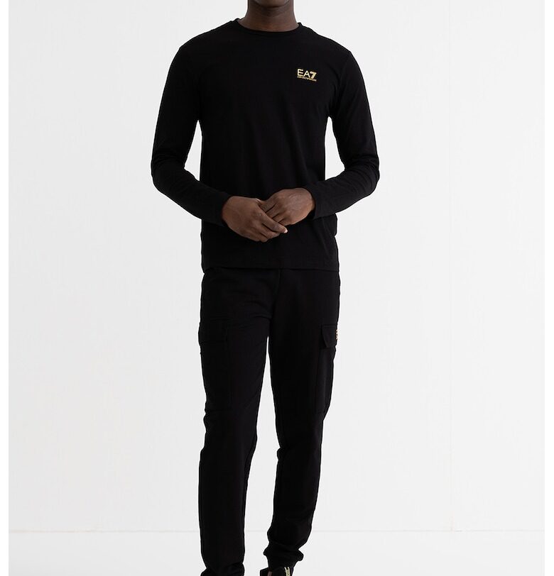 Блуза с овално деколте и лого EA7