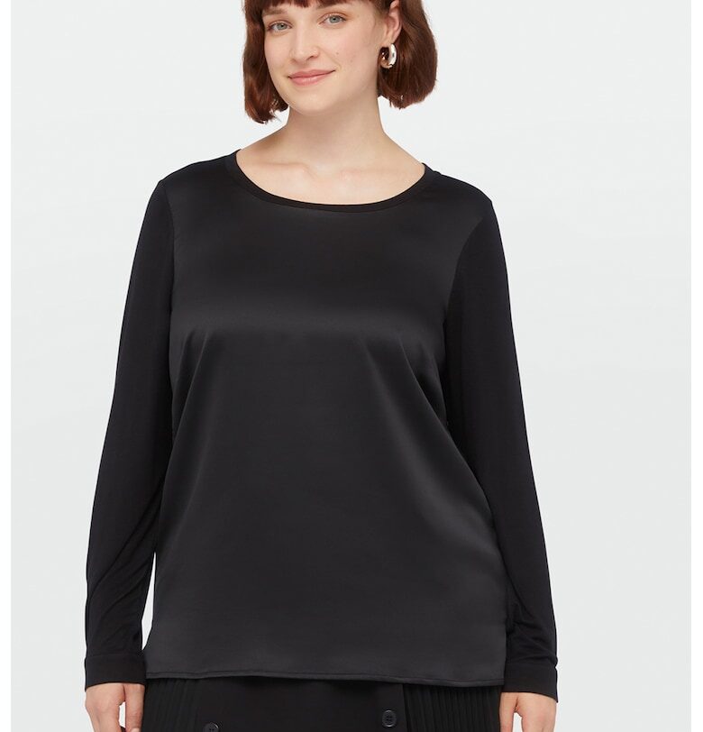 Блуза с овално деколте със сатинирана предна част Fiorella Rubino