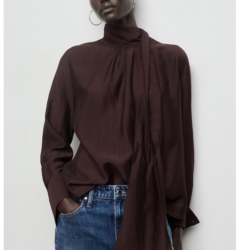 Блуза с шал-яка Mango