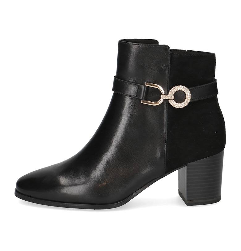 Боти от кожа и велур с декоративни каишки Caprice