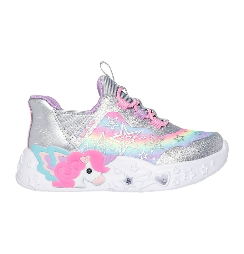 Брокатени спортни обувки Unicorn Charmer с LED светлинки Skechers