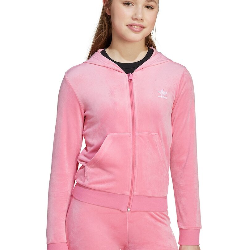 Велурено худи с цип adidas Originals