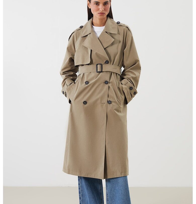 Двуреден тренч с връзка на талията LC WAIKIKI