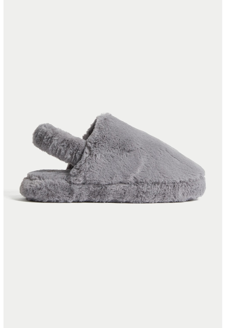Домашни пантофи от еко пух с каишка на петата Marks  Spencer