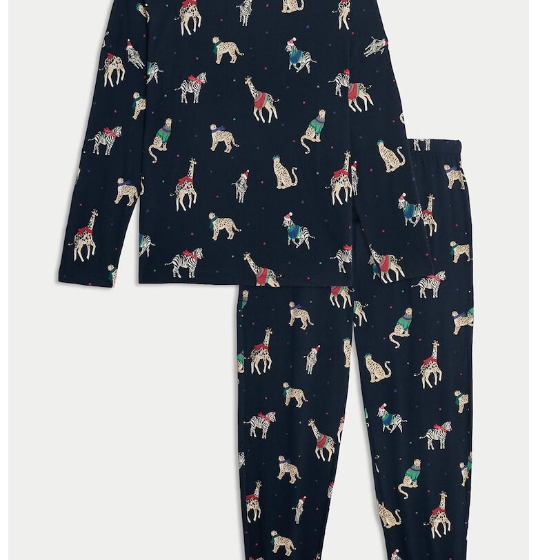 Дълга пижама с графика Marks  Spencer