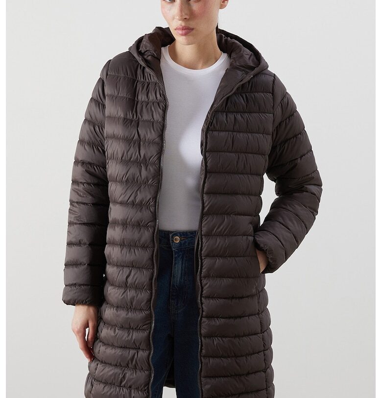 Дълго подплатено зимно яке с качулка LC WAIKIKI