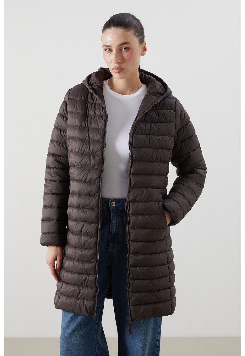 Дълго подплатено зимно яке с качулка LC WAIKIKI