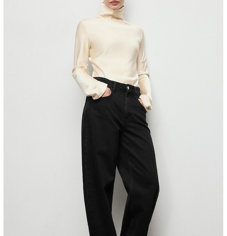 Дънки с висока талия и широк крачол Mango