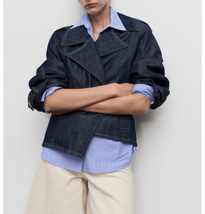 Дънково яке с връзка Mango