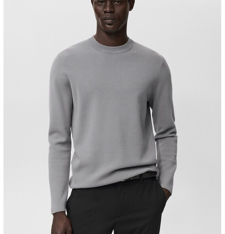 Едноцветен пуловер с овално деколте Mango