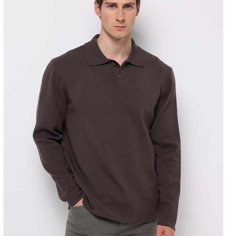 Едноцветна блуза с яка COLINS