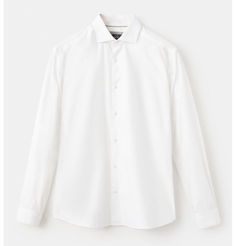 Едноцветна риза с яка с копчета Mango