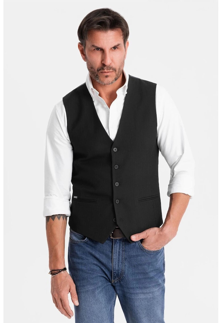Елегантен потник със зигзагообразен десен SLIM FIT  OM-BLZV-0143 OMBRE