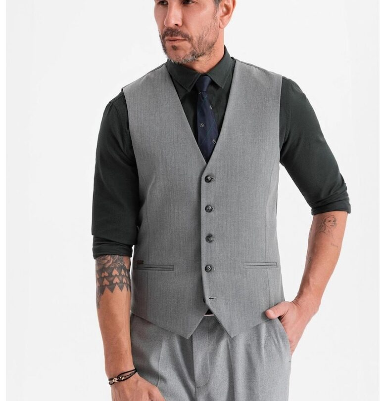 Елегантен потник със зигзагообразен десен SLIM FIT  OM-BLZV-0143 OMBRE