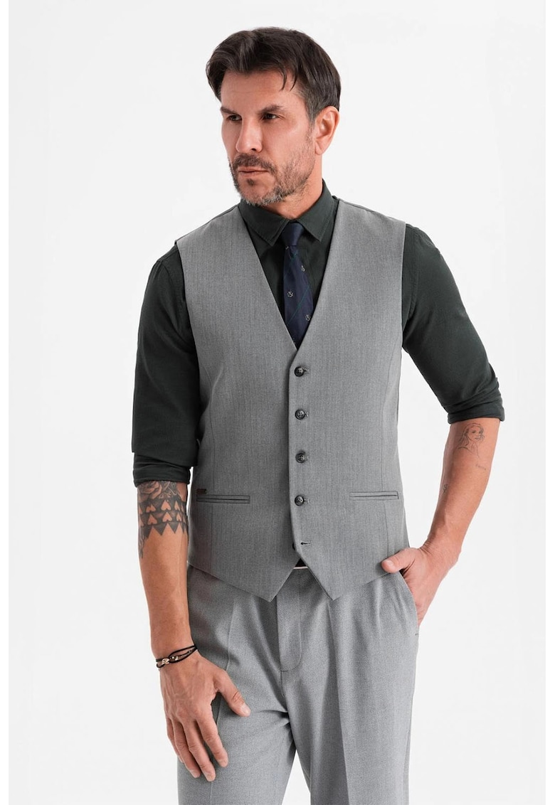 Елегантен потник със зигзагообразен десен SLIM FIT  OM-BLZV-0143 OMBRE