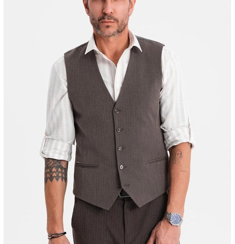 Елегантен потник със зигзагообразен десен SLIM FIT  OM-BLZV-0143 OMBRE