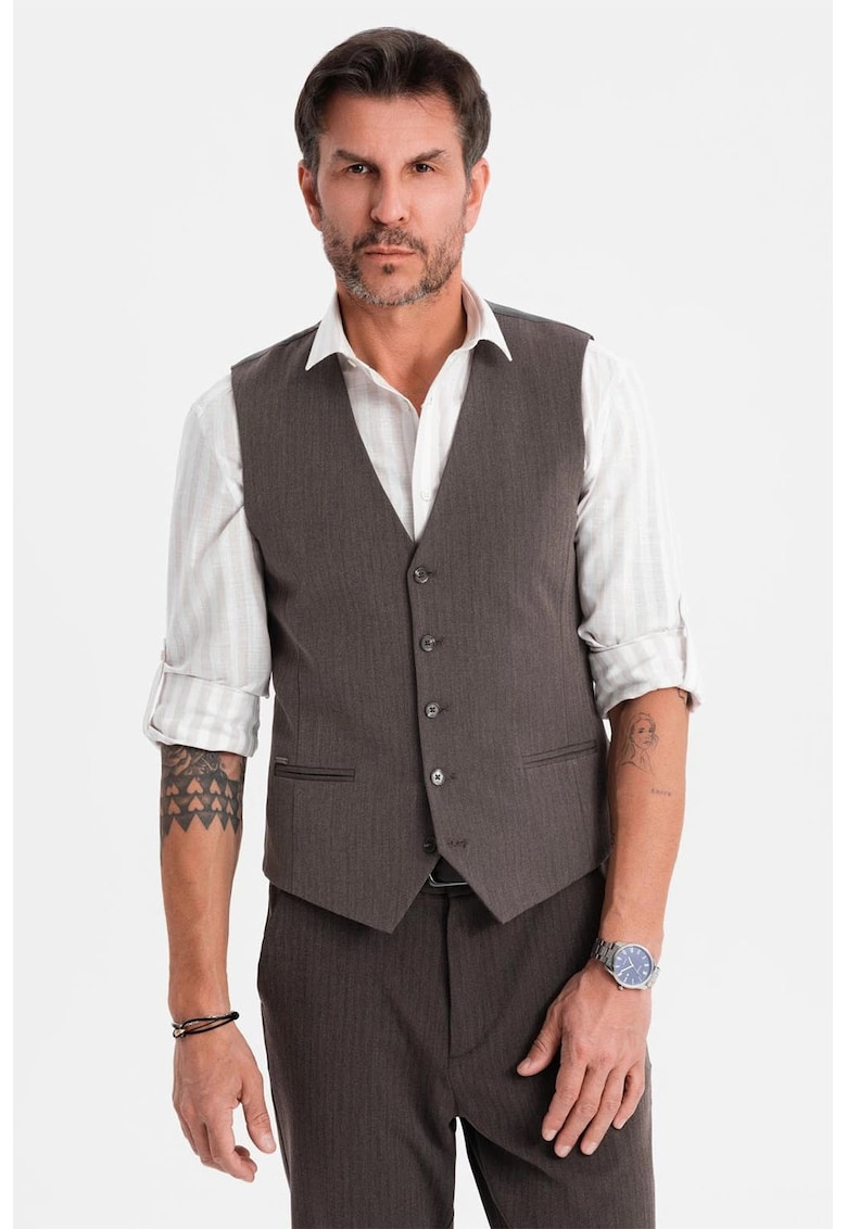Елегантен потник със зигзагообразен десен SLIM FIT  OM-BLZV-0143 OMBRE