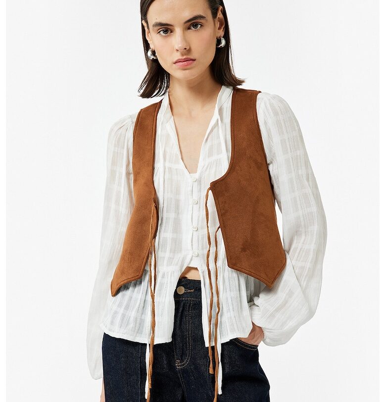 Елек от еко велур с връзки KOTON