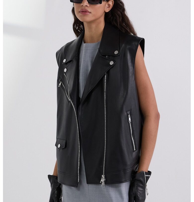 Елек от еко кожа с двойни ревери Karl Lagerfeld