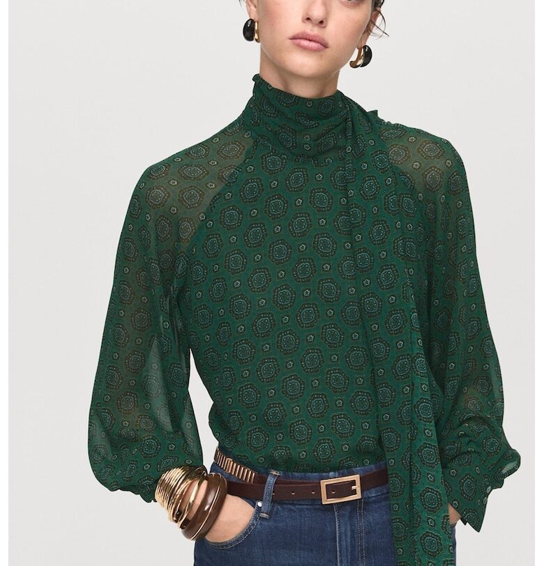 Ефирна блуза с ефирни ръкави Mango