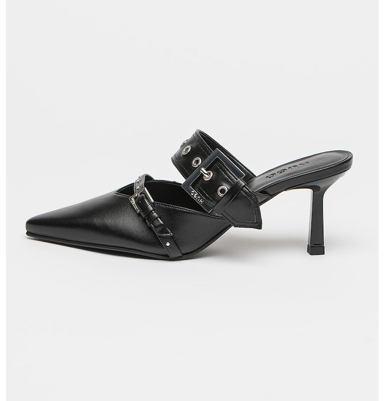 Заострени кожени пантофки с тока HUGO